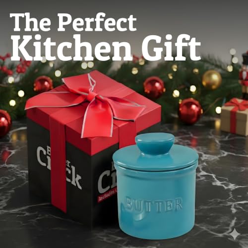 Large Butter Crock with Lid with Water Line (Turquoise / Large)
