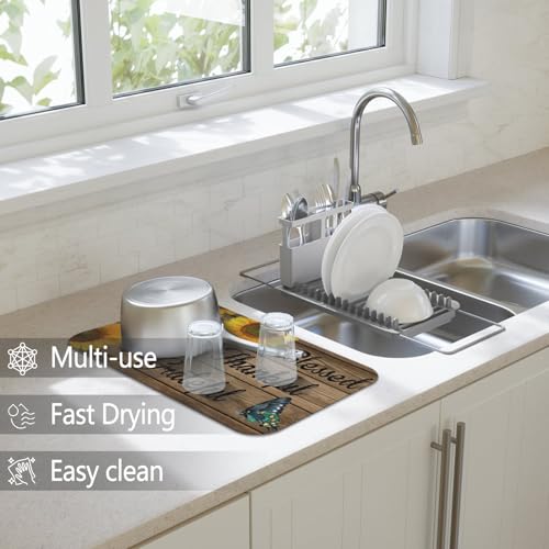 Dish Drying Mat 2 (Sunflower-4 / 2-Pack)