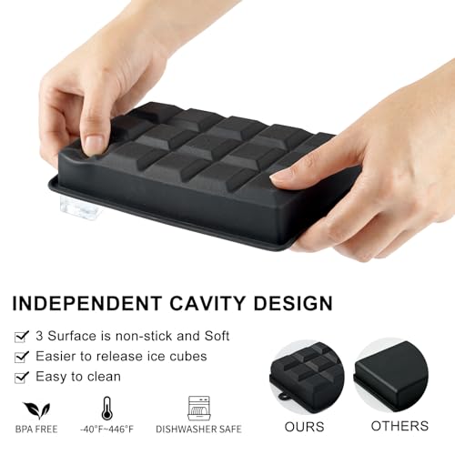 Premium Silicone Ice Cube Trays with Lid (Black)