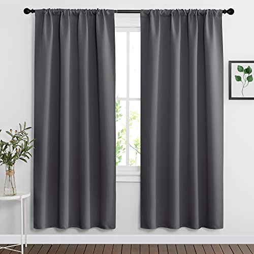 Blackout Curtains for Bedroom Living Room Nursery 72 inches Long (Grey / 34"W x 72"L (Pack of 2))