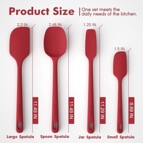 4 Pieces Silicone Spatulas Set (Red / 4 pieces)