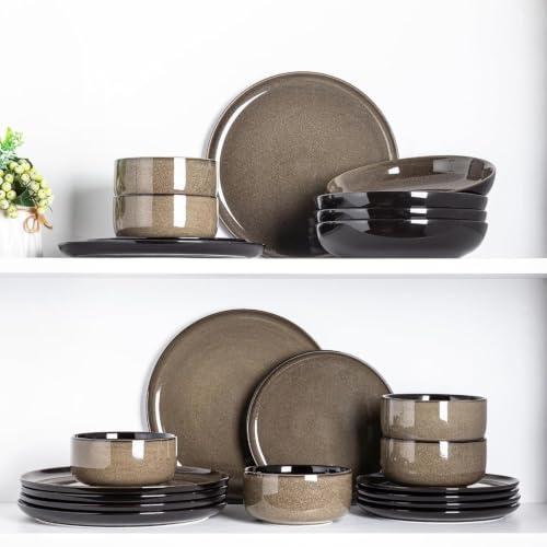 Ceramic Dinner Plates Set of 6 (10.5 Inch for 6 / Reactive-Chestnut)