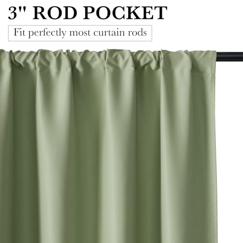 Bedroom Blackout Curtains 84 inches Long (100% Blackout - Sage Green / 42"W x 84"L (Pack of 2))