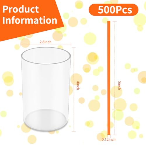 500 Pcs Neon Orange Coffee Stir Sticks Set Acrylic Stir Stick Holder Heather Orange Coffee Stirrers Holder Cocktail Straws for Coffee Bar Party Thanksgiving (Neon Orange / 500 Pcs)