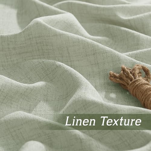 Farmhouse Boho Linen Sheer Curtains 90 inches Long for Living Room (Z - Green / 52"W x 90"L (Pack of 2))