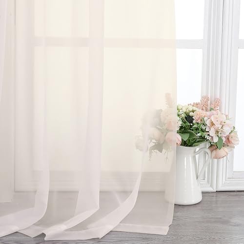 Cream Sheer Curtains 45 Inch Long 2 Panels (Cream / 42"W x 45"L (Pack of 2))