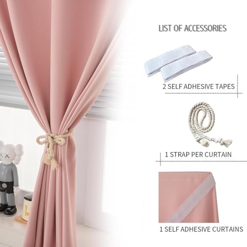 Self Adhesive Curtains (47"W x 96"L (Pack of 1) / Pink)
