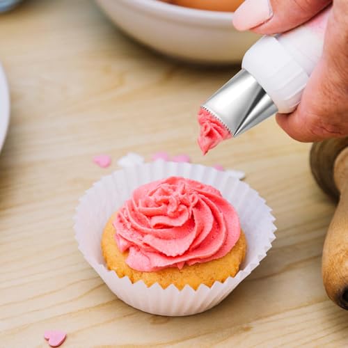 3 PCS Piping Tips Set Large Frosting Piping Kit Stainless Steel Cake Icing Nozzles Tips Decorating Tools Silver Pastry Bags Tips Accessories for Cookie Cupcake Baking Buttercream Supplies