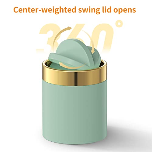 0.4 Gal Light Green Desktop Mini Swing Lid Trash Can (Light Green / 1.5 Liter)
