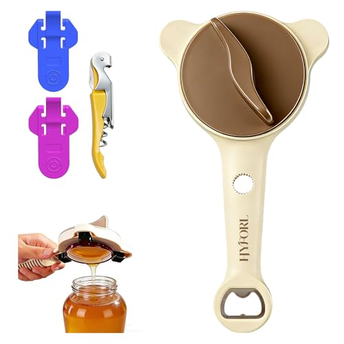 2026 Adjustable 4‑in‑1 Jar Opener with Red Wine Corkscrew & 2 Can Opener (Beige)