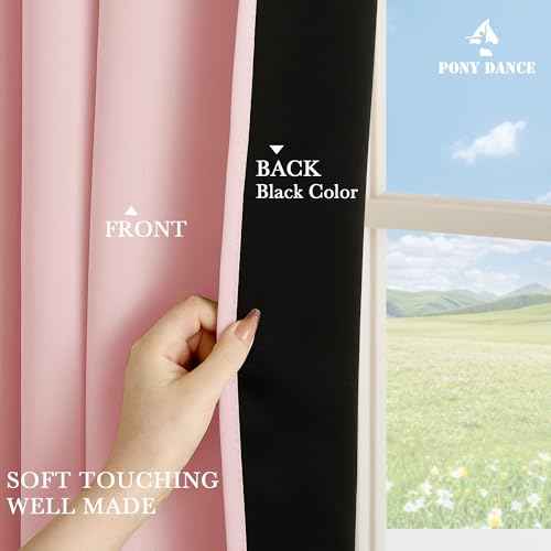 100% Blackout Curtains for Bedroom (100% Blackout-blush Pink / 52"W x 96"L (Pack of 2))