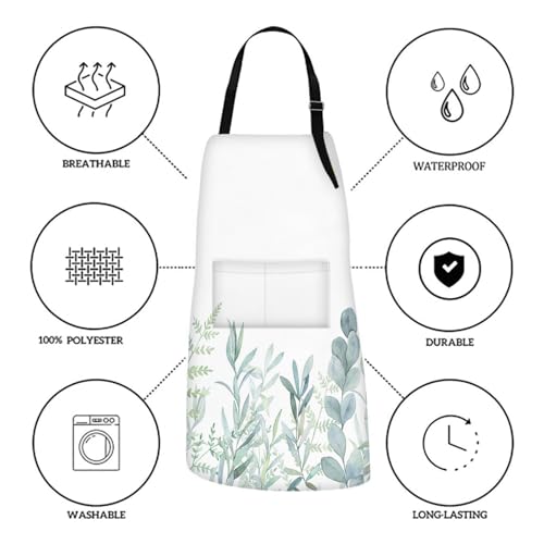 Apron with Pockets (Green Plants)