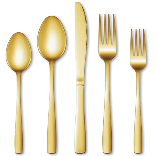 40 Pcs Gold Silverware Set (Gold)