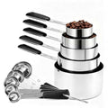 10 Pcs Stainless Steel Measuring Cups & Spoons Set (Black)