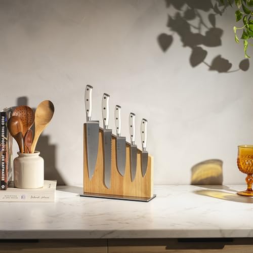 Yatoshi Magnetic Kitchen Knife Block Set 6 Pcs White (White / 6-Piece)