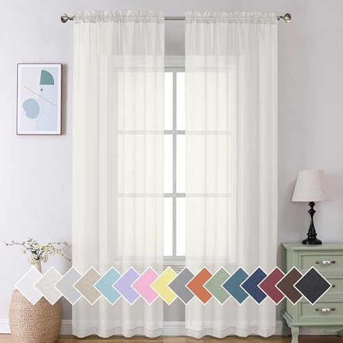 Ivory Curtains 108 inches Extra Long 2 Panels Set (40"W x 108"L (Pack of 2) / Ivory)