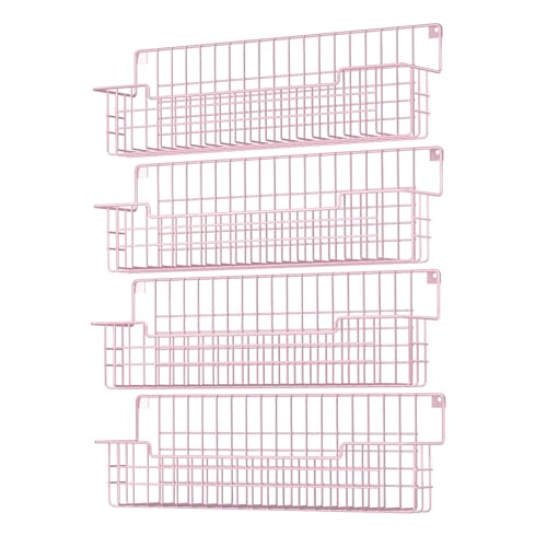 Spice Rack, 4-Pack Seasoning Organizer Wall Mounted for Kitchen Storage Organization, Metal Spice Holder Shelf for Cabinet, Pantry, Pink (Pink-4 Pack)