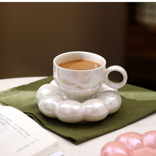2 Pack Ceramic Coffee Mug with Saucer Set