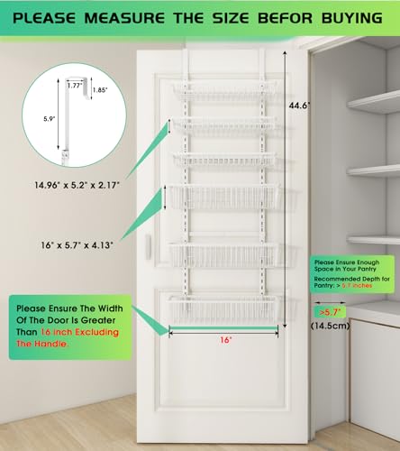 Over The Door Pantry Organizer (White / 6-Tier (16"W))