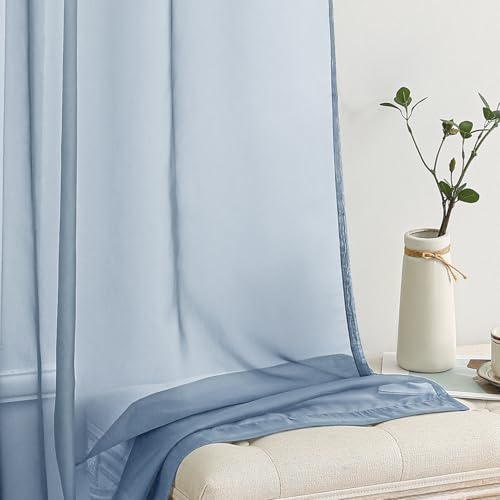Dusty Blue Sheer Curtains 54 X 54 Inches (Dusty Blue / 54"W x 54"L (Pack of 2))