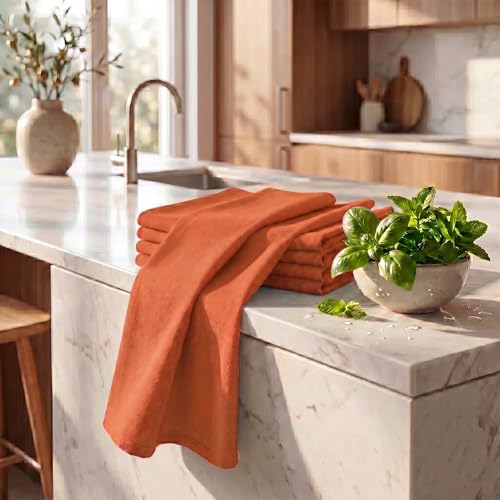 Kitchen Towels Cotton Dish Towels 20”x30” (20" x 30" (Set of 6) / 024 Orange)