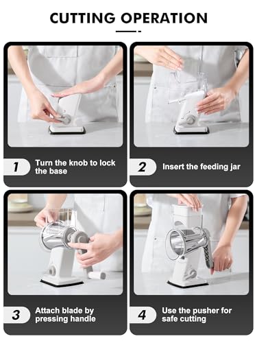 Upgraded Cheese Grater Shredder Hand Crank (White / 4 BLADES)