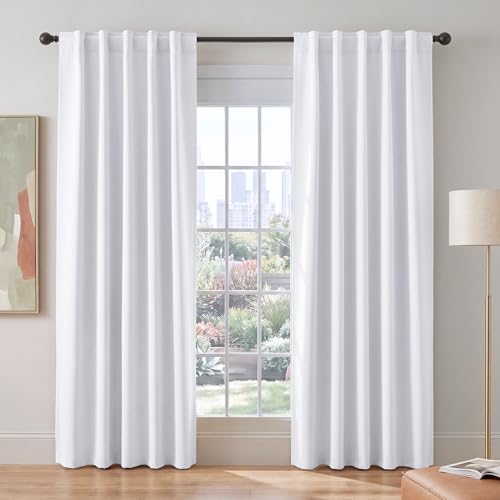 50% Light Filtering Curtains 84 inch Long (Pure White / 42"W x 84"L (Pack of 2))