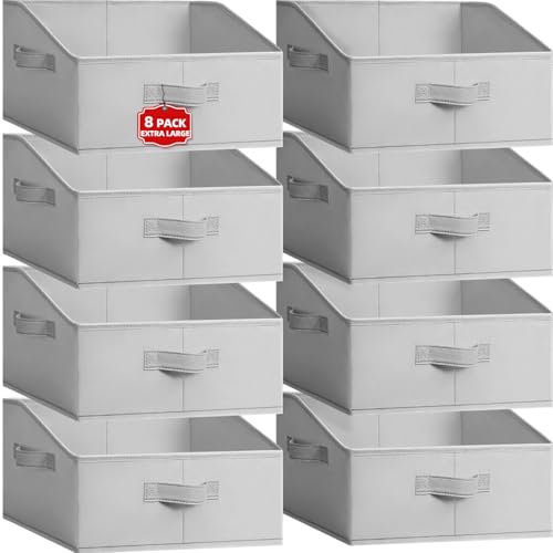 Extra Large Closet Organizers Bins 8 Pack (8 pack-Extra Large / Grey)