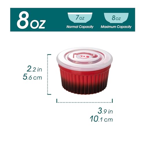 8 oz Ramekins with Lid (Red / 8 oz)
