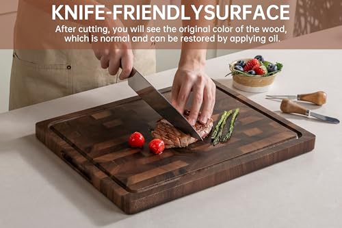 Walnut Cutting Boards for Kitchen Solid Wood End Grain 17"×13"×1" (Walnut / 17"L x 13"W)