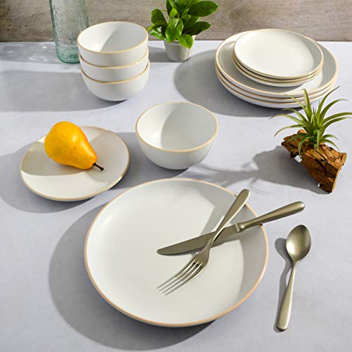 Rockaway 12 Piece Round Stoneware Dinnerware Set (Service for 4 (12pcs) / White (Rockaway))