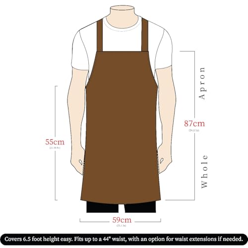 Full Grain Leather & Canvas Apron (Cognac Brown)