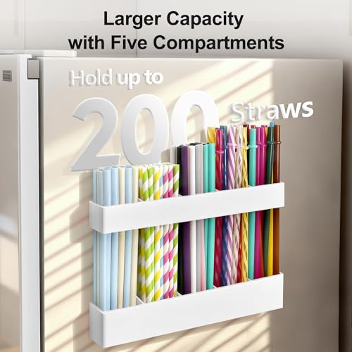 9.5” Large Acrylic Straw Holder for Cabinet Door (Large / White)