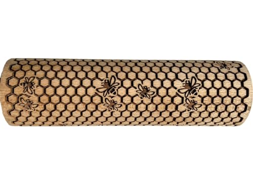 BEEHIVE Embossing Rolling Pin with Pattern. Laser Engraved Embossing Dough Roller for Homemade Cookies and Pottery by Algis Crafts