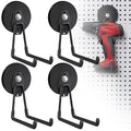 4 Pack Large Strong Magnetic Hooks for Hanging Heavy Duty (3.5" Magnet-4 Pack Larger L Hooks-Black)