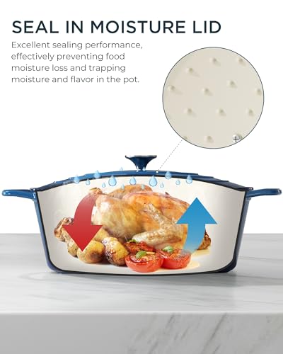 Enameled Cast Iron Dutch Oven (Cooking Pot / Navy blue / 9.3QT)