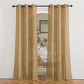 Sheer Linen Curtains Flax Texture 84 inch Length (36"W x 84"L (Pack of 2) / Camel)
