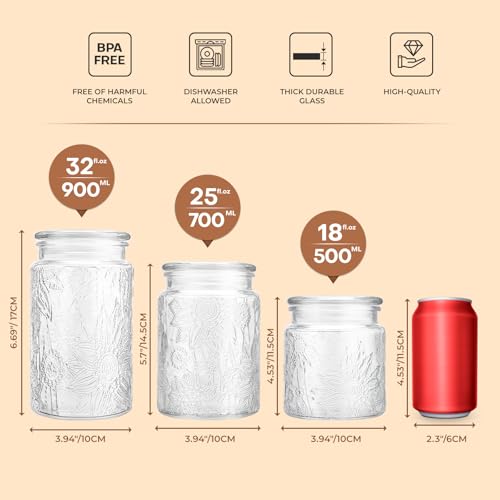 Glass Storage Containers With Lids (32oz Bigonia)