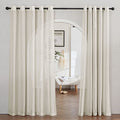 Semi Sheer Linen Curtains Extra Wide for French Door (62"W x 84"L (Pack of 2) / Natural)