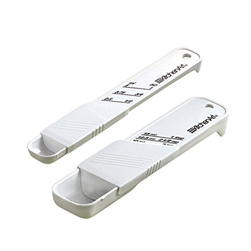Adjust-A-Teaspoon And Adjust-A-Tablespoon Set, Plastic, 2-Piece, White,9 x 3.5 x 0.75 inches (Adjustable Measuring Spoon Set)