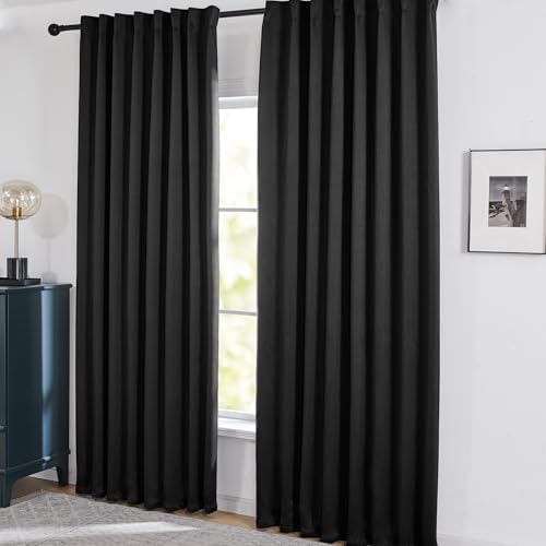 100% Blackout Curtains for Bedroom (Black/Total Blackout / 52"W x 63"L (Pack of 2))