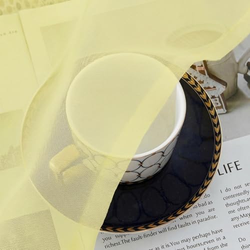 Short Sheer Curtains for Bedroom Living Room 54 Inch Length 2 Panels Set (Light Yellow / 42"W x 54"L (Pack of 2))