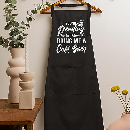 Cooking BBQ Grilling Aprons Gifts for Chef Funny Aprons for Men with Pockets Dad Husband Grandpa Boyfriend (Funny)