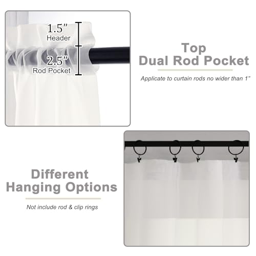 Ivory Kitchen Curtains 30 Inch Length Tier 2 PCS (Ivory / 42"W x 30"L (Pack of 2))