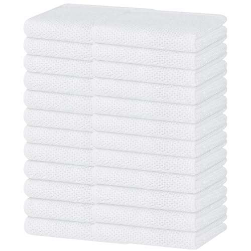 100% Cotton Waffle Weave Kitchen Dish Towels 24 (White / 13 X 28 - 24 Pack)