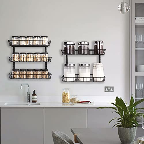Adjustable Wall Mount Spice Rack (6-Tier / Black)