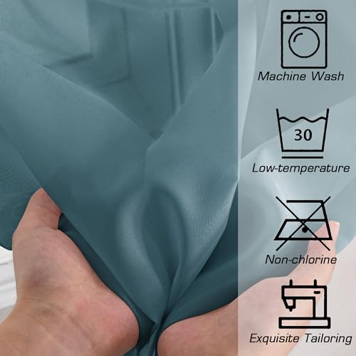 Dusty Blue Sheer Curtains 90 Inches Long 2 Panels Set for Living Room Bedroom (Dusty Blue / 42"W x 90"L (Pack of 2))
