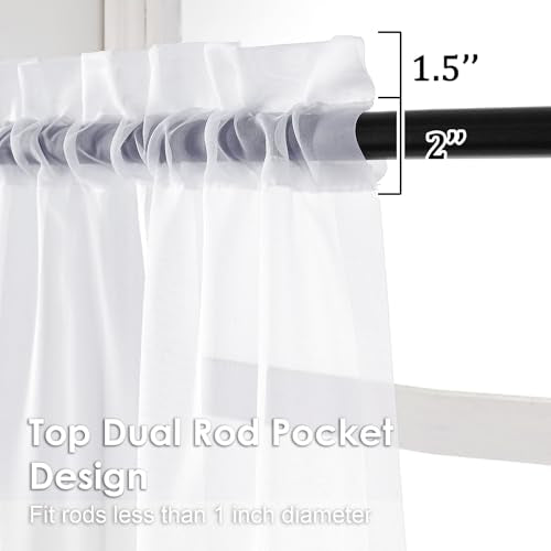 Sheer White Curtains 108" Inch Length 2 Panels Set (White / 42"W x 108"L (Pack of 2))