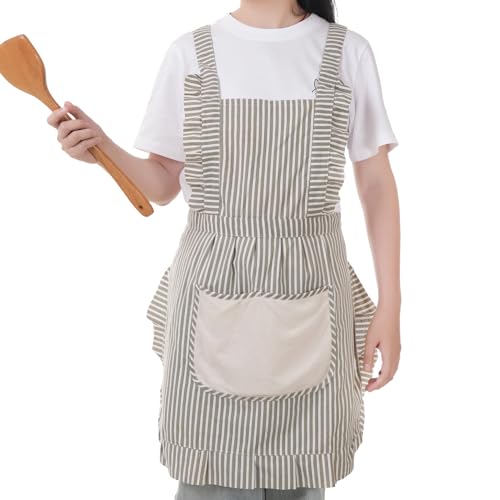 Cute Cotton Apron for Women (Medium / Grey)