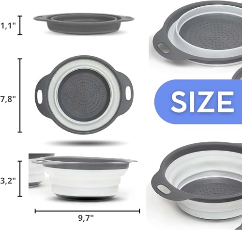 White Round Silicone Collapsible Colander (White 1PC)